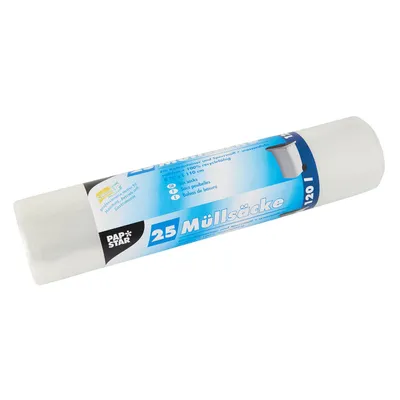 Zdjęcie produktu dla Papstar 12128, 120 l, Przezroczysty, Niskociśnieniowy liniowy PE o niskiej gęstości(LLDPE), 1100 mm, 700 mm, 25 szt.