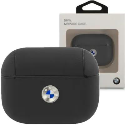 Produktbild von Bmw Bmapsslbk Airpods Pro Hülle Czarny/Schwarz Geniune Leder Silber Logo
