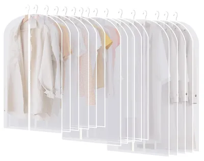 Produktbild von 16 Stück Kleidersack Kleiderhüllen Lang 60 x 120/100/80cm, Transparent Hochwertiger Kleidersäcke mit Reißverschluss, für Anzüge, Kleider, Mäntel, Jacken, Hemden, Kleidung Aufbewahrung Organisation – W