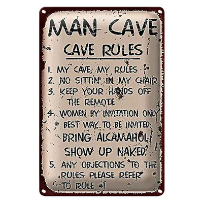 Produktbild von Blechschild Spruch 20x30cm Man cave my cave my rules