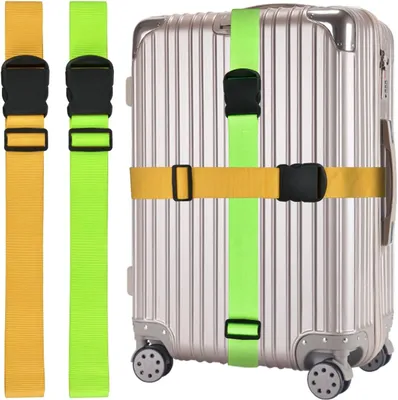 Image de Lot de 2 sangles de bagage, réglables, en polypropylène, pour les voyages