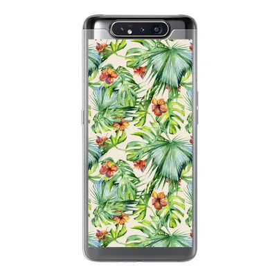 Produktbild von MuchoWow® Handyhülle Schutzhülle Hülle für Samsung Galaxy A80 Blume - Blatt - Muster Silikon Softcase Handy Hülle - Schutzdeckel