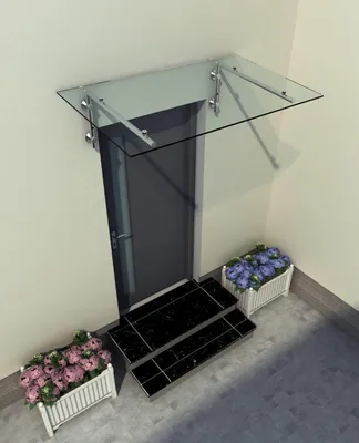 Immagine prodotto di Glaswerk Westfalen - (L) 120x90 cm, tettoia in vetro trasparente, completa di supporti