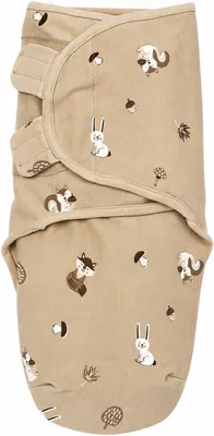 Produktbild von Baby Pucksack - 0-3 Monate - Pucktuch Swaddle für Neugeborene - 100% Baumwolle -   - weicher Schlafkomfort - atmungsaktiv & feuchtigkeitsabsorbierend - Animals - Sand
