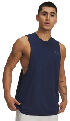 Immagine prodotto di T-shirt senza maniche Under Armour, taglio corto sul petto, colore blu, taglia uomo 2XL, colore blu, taglia 2XL