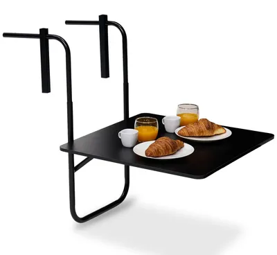 Productafbeelding van Opklapbaar balkonmeubilair, 60 x 60 cm - Verstelbaar en ophangbaar - Zwart