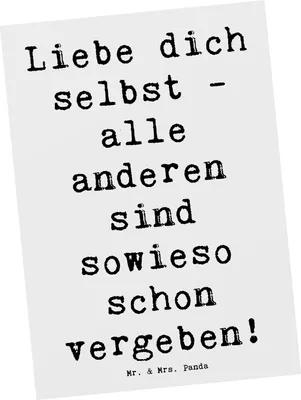 Produktbild von Mr. & Mrs. Panda Postkarte Spruch Selbstakzeptanz Liebe - Weiß - Geschenk, Motivation, Grußkarte, Gefühle, Einzigartigkeit, Fotokarte, Ansichtskarten, Selbstliebe, Zitat