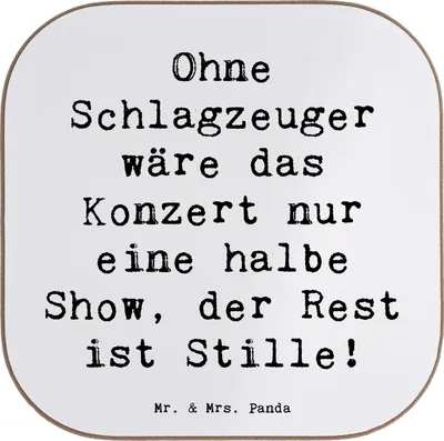 Produktbild von Mr. & Mrs. Panda Untersetzer für Gläser Spruch Schlagzeug Konzert - Weiß - Geschenk, Kaffee, Coaster, gläseruntersetzer, Holzuntersetzer, Band, Instrument lernen, Präsenz