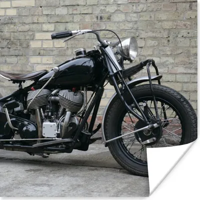 Produktbild von MuchoWow® Poster Motorrad - Schwarz - Vintage 30x30 cm - Wandposter - Printing