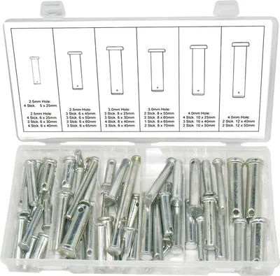 Produktbild von Steckbolzen-Sortiment / Sicherungsbolzen-Sortiment Splinte 60-tlg. 5 mm - 12 mm