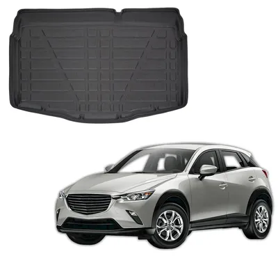 Image de Tapis De Coffre Sur Mesure Pour Mazda CX-3 Depuis 2015, Noir, Antidérapant, Bord Haut, Toutes Saisons
