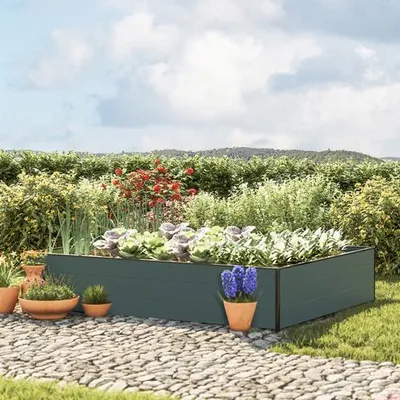 Image de GFP Aluminium Carré potager surélevé HALFSIZE - Bac de jardin stable et peu encombrant en anthracite - 195 x 150 x 39 cm