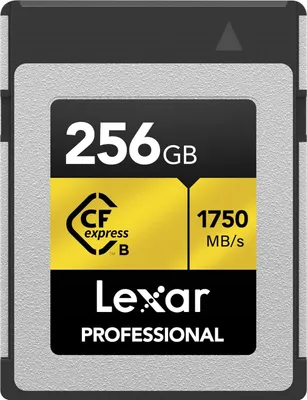 Image de Lexar Professional GOLD Series CFexpress Card 256GB Type B CF Card jusqu'à 1750 MB/s lecture Prenez PCIe 3.0 et NVMe carte mémoire pour les photographes professionnels vidéastes (LCXEXPR256G-RNENG) CFexpress Type B GOLD Series 256GB