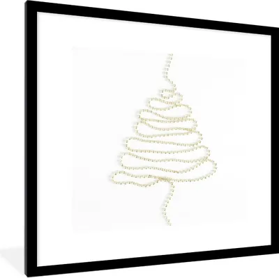 Produktbild von MuchoWow® Gerahmtes Poster Winter - Weihnachten - Baum - Perlen 40x40 cm - Poster mit Schwarzem Bilderrahmen Wandposter Rahmen Foto Bilder - Poster - Plakat im Rahmen