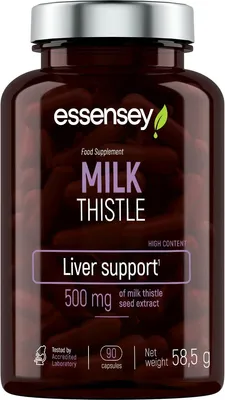 Produktbild von ESSENSEY - Mariendistel 500mg I Silymarin I 90 Kapseln I Hochdosiert I Vegetarier & ohne Zustze I 90 Tagesdosen I Leicht zu schlucken I Labor