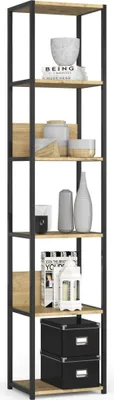 Produktbild von Bücherregal AKORD Metallregal mit Ebenen Schwarz Eiche Artisan B40 x H192 x T32cm