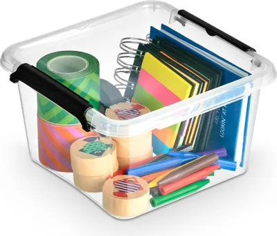 Produktbild von Aufbewahrungsbox Mit Deckel Clips Organizer Büro Schubladenbox Plastikbox 1,15 L