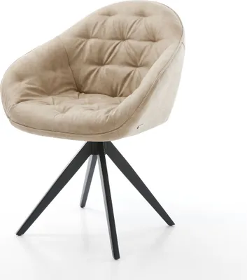 Produktbild von DELIFE Esszimmerstuhl Gaio-Flex Mikrofaser Beige Vintage Kreuzgestell kantig Schwarz