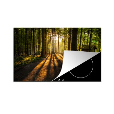Produktbild von KitchenYeah© Herdabdeckplatte Sonne - Bäume - Wald - Landschaft - Natur , 80x52cm, Küche Deko, Glaskeramikkochfeld Herdabdeckung, Abdeckplatte fùr Kochfeld