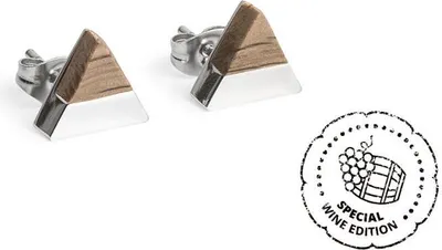 Immagine prodotto di Orecchini da donna BeWooden con dettaglio in legno, vino bianco e argento