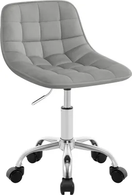 Produktbild von WOLTU Bürohocker mit Rollen, ergonomisch, Arbeitshocker, Drehstuhl Samt : Hellgrau Farbe: Hellgrau