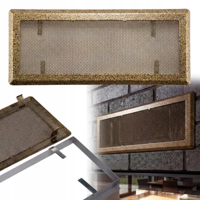 Produktbild von Kaminlüftungsgitter 16 x 45 cm, Metall, goldfarben lackiert