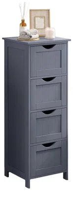 Obrázok produktu pre Skriňa s 4 zásuvkami – nočný stolík – úložná skrinka – vzhľad dubového dreva – 50 x 40 x 80 cm