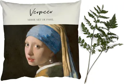 Produktbild von MuchoWow® Zierkissen Sofakissen Wohnzimmer Dekokissen 40x40 cm Das Mädchen mit dem Perlenohrring - Johannes Vermeer - Alte Meister - Foto Kissen - Schlafzimmer Dekoration