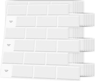 Produktbild von Art3d Keramikfliesen Metro Fliesen Selbstklebend fliesenaufkleber klebefliesen küche 3d Wandpaneele Weiß 30 x 30cm