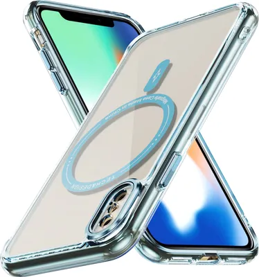 Obrázek produktu pro Magnetické průhledné pouzdro pro iPhone XS Max, kompatibilní s MagSafe, hybridní nárazuvzdorné ochranné pouzdro Modrý