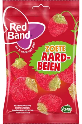 Produktbild von Red Band Zoete Aardbeien Fruchtgummi 180g – Süße Erdbeer-Gummibärchen Snack