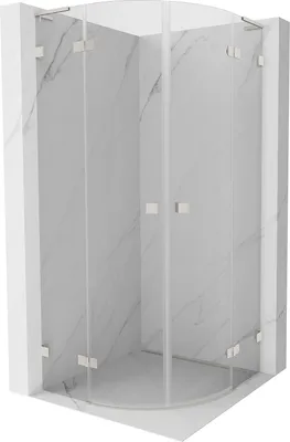 Obrázok produktu pre Mexen Lunar L sprchový kút s polkruhovými otočnými dverami 100 x 100 cm, transparentný, brúsený nikel - 833L-100L-100P-97-00