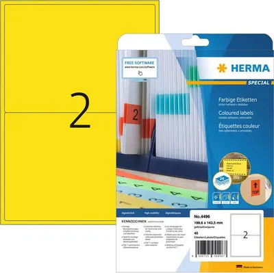Produktbild von HERMA - Etikett 4496 199,6x143,5mm gelb 40 Stück