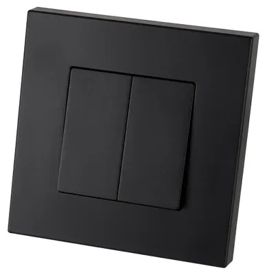 Zdjęcie produktu dla Włącznik Łącznik Podwójny Klasyczny GŁADKI Plastikowy LINEA Czarny MIUUN