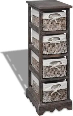 Produktbild von Korbregal Holz mit 4 Körben Braun