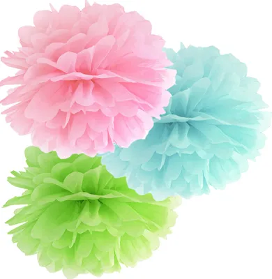 Produktbild von Pompom-Set bunt aus Seidenpapier, Ø 35cm