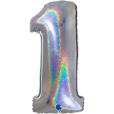 Produktbild von Riesenzahl Folienballon 40"/102cm | Holo Silber Zahl: 1