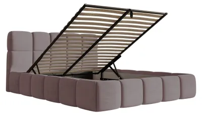 Produktbild von Selsey Cloudy – Polsterbett 120x200 cm, Bettkasten & Lattenrost, Samt Hellrosa