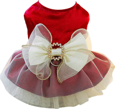 Produktbild von Haustierkleid, bequemes, modisches Prinzessinnenkleid für Hunde mit Schleifendekoration und Traktionsring, Haustierbedarf