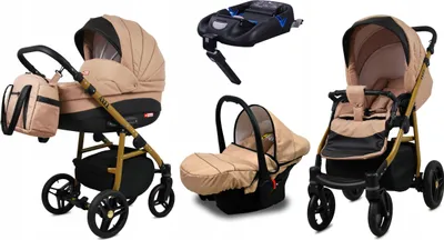 Image de BabyLux® Axel | Ensemble 4-en-1 | Beige | Poussette combinée | Ensemble de poussettes | Isofix-Basiss