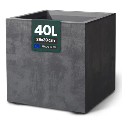 Produktbild von XL Pflanzkasten „Millennium“ 39x39x39 cm - 40L Volumen - Anthrazit - Wetterfester Blumentopf / Pflanzkübel für Garten, Balkon & Terrasse