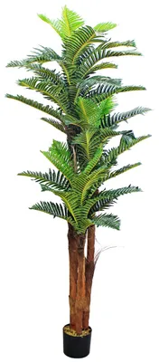 Immagine prodotto di Palmizio Palma Cocco Pianta Albero Artificiale 180cm Legno Naturale Decovego