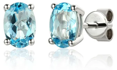 Produktbild von 585er Weißgold Ohrstecker Blautopas Krappenfassung 1,74ct. Ohrringe Solitaire 14K