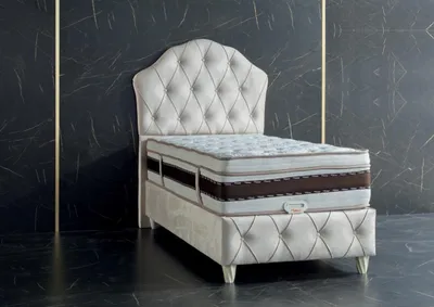 Obrázok produktu pre Posteľ biela Jednolôžková spálňa Boxspring Postele štýl Chesterfield