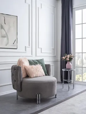 Immagine prodotto di Poltrona imbottita grigia soggiorno poltrona monoposto tessile arredo lounge