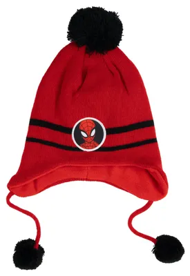 Produktbild von Marvel Spiderman Strickmütze für Jungen - Kinder Wintermütze mit Bommel Mütze Rot