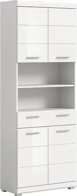 Produktbild von Badezimmer Hochschrank, 74 cm breit, in weiß mit weiß Hochglanz - SIROCO-158