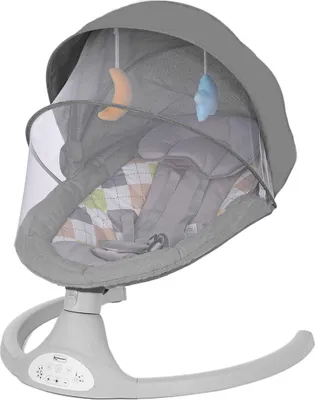 Produktbild von Babywippe, Elektrische Babyschaukel für neugeborene mit Musik und 5 Schwinggeschwindigkeiten, Ab der Geburt bis zu 12 Monaten, 0-9 kg, Farbe: Grau