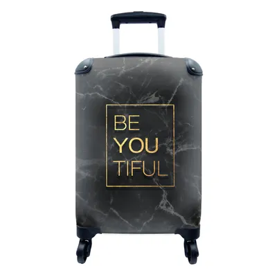 Produktbild von MuchoWow® Koffer Handgepäck Trolley Rollkoffer Kleine Reisekoffer mit 4 Rollen - Zitate - Sprichwörter - Gold - Marmor - Cabin Size < 55x40x23 cm & 55x40x20 cm - Fotokoffer - Kabinenkoffer - Boardgepäck - Reise-Box - Reisekoffer - Reisegepäck - Koffer mit Bild - Trolley für Kinder