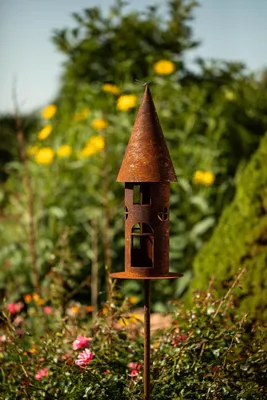Produktbild von Edelrost Vogelhaus Gartenstecker Rost Windlicht Futterstelle Gartendeko 169cm